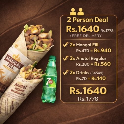 2x Anatol Regular + 2x Mangal Fill Shawarma + 2x Soft Drinks